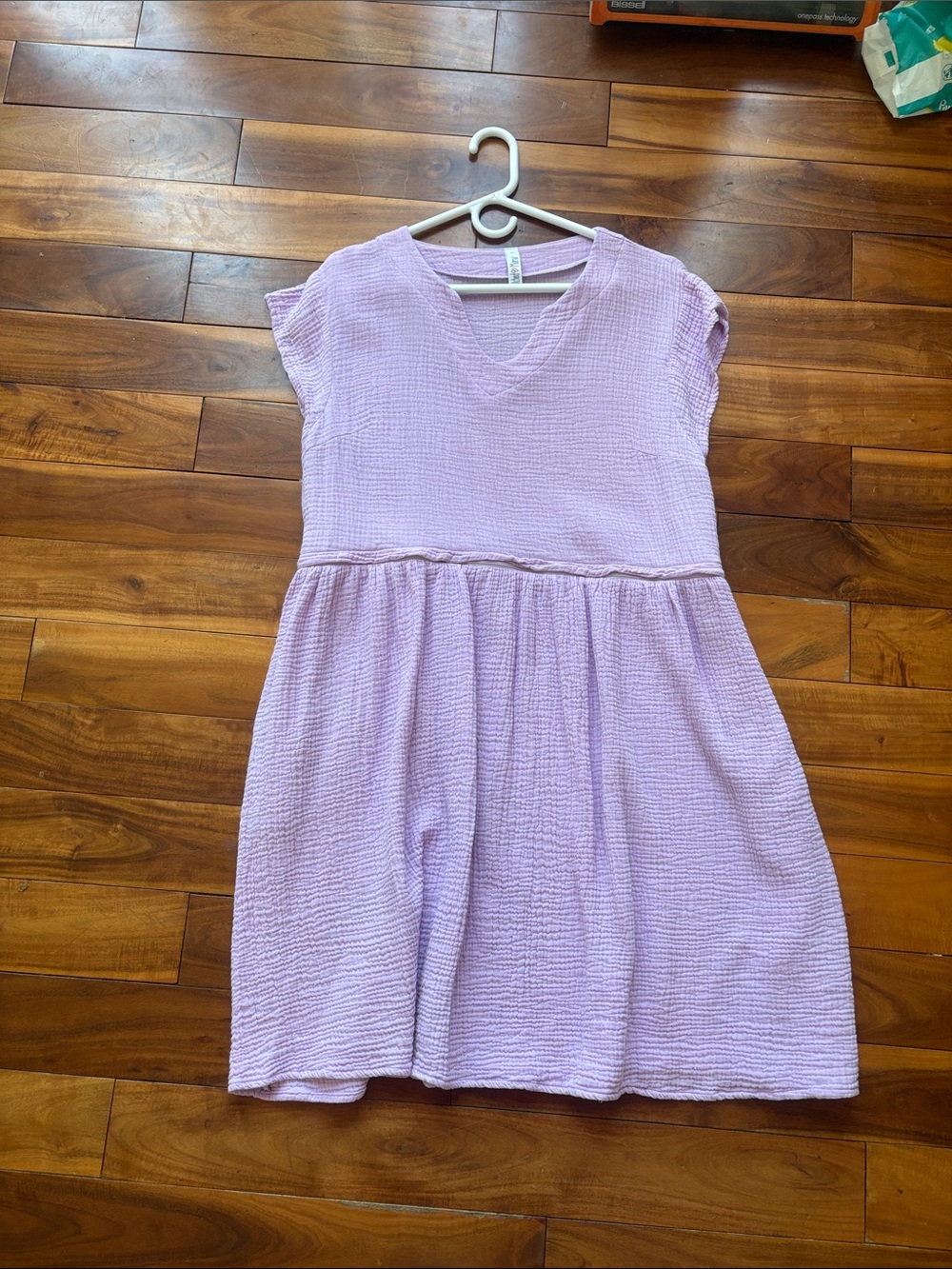 Women’s maternity and breastfeeding Lavender Textured Short Sleeve Dress